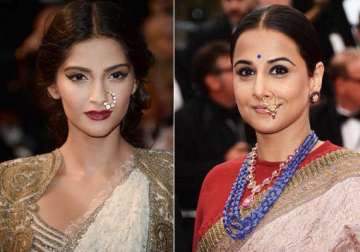 indian divas vidya balan and sonam kapoor spotted with nose ring at cannes watch pics