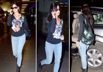 katrina kaif returns from sister s marriage spotted at airport view pics