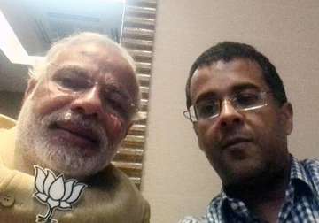 narendra modi posts selfie with chetan bhagat