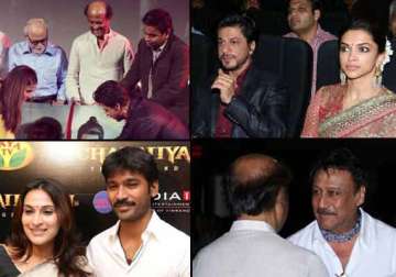 kochadaiiyaan audio launch pics rajinikanth shah rukh deepika a.r. rahman grace the event