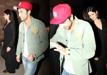 ranbir katrina spotted together at the wolf of the wall street screening view pics