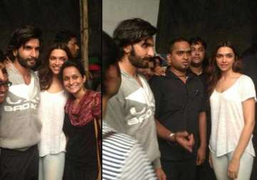 ranveer and deepika spotted at ram leela wrap up event view pics