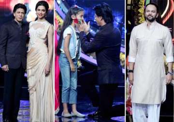 shah rukh deepika and rohit promote chennai express on the sets of indian idol jr view pics