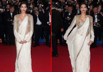 sonam wears a white saree at the opening ceremony of cannes view pics