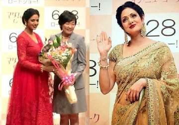 sridevi takes english vinglish to tokyo sizzles in red and gold at the do see pics