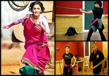 taekwondo training comes to madhuri s aid in gulaab gang