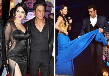 will shah rukh and salman fulfill sunny leone s wish to work with them see pics
