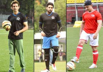 it was aamir vs abhishek for a charity football match salman hrithik also joined see pics