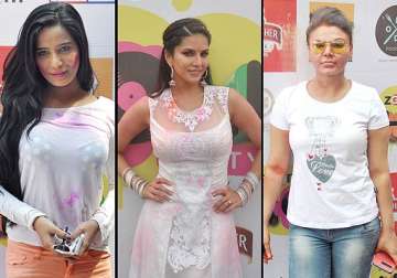 Sexi Soni Leon Boob - Sunny Leone, Poonam Pandey, Rakhi Sawant celebrated a sensuous Holi! (see  pics) | Bollywood News â€“ India TV