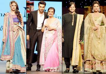 ranbir makes veteran actress sadhna groove celebs walk the ramp at caring with style fashion show see pics