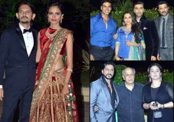 shah rukh khan big b akshay kumar at vishesh bhatt s wedding reception see pics