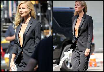 paltrow goes bare under tuxedo view pics