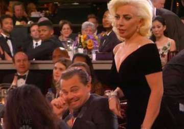 golden globes dicaprio s weird eye rollout at lady gaga goes viral watch video