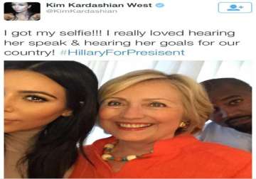 kim and kanye take selfie with hillary clinton