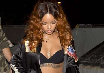 rihanna parties in brassiere hot pants