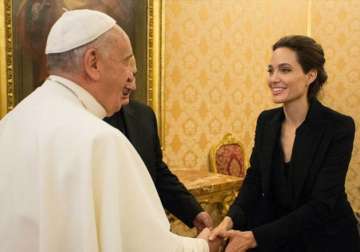 angelina jolie honoured to meet pope francis