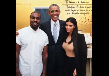 kim kanye poses with president barack obama