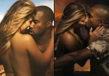 kim kardashian goes topless for kayne west new video song view pics