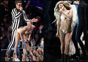 miley gaga go dirty dancing at mtv awards 2013 view pics watch video