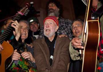 pete seeger and pals attend nyc protest action