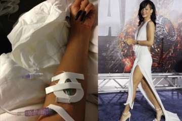 rihanna posts picture of her iv drip attached arm