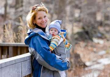 carrying babies upright makes them secure poised