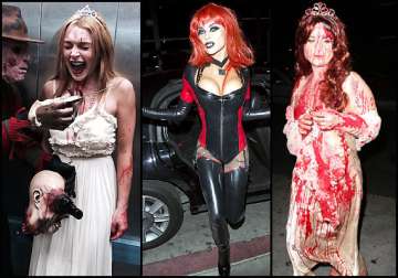 happy halloween hollywood grooves in weird halloween costumes see pics