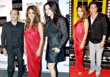 srk cheers for wife gauri at the champagne bash see pics
