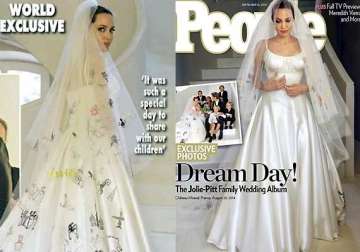 angelina jolie s versace wedding gown co designed by her kids