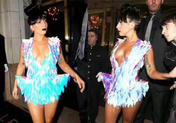 lady gaga shows skin in quirky dress