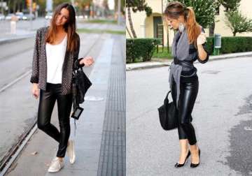 look stylish in winters with leather trousers