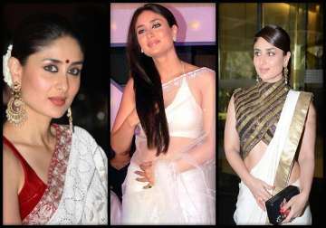 kareena kapoor s love for white sarees... check out her hot pics