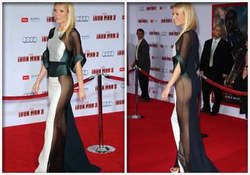 embarrassed paltrow gives a peek of her derriere in her disaster dress