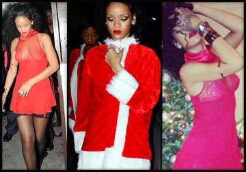 sexy santa in town rihanna flaunts sensuous santa costume view pics