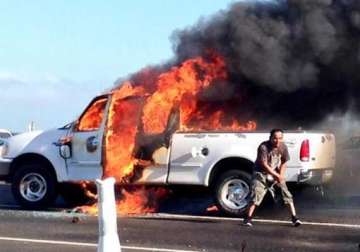 california man set his vehicle ablaze dances around the inferno