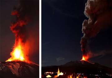 europe s most active mt. etna volcano shoots ash into nighttime sky in latest eruption
