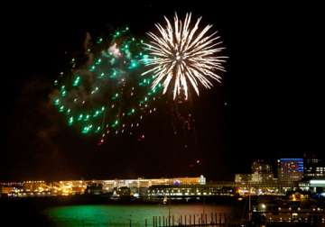 fireworks marks the beginning of 2013 over the city of sails