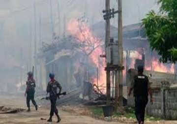 five dead mosque burned in buddhist muslim riots in myanmar