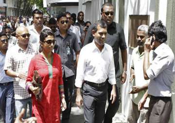 former maldivian president mohamed nasheed leaves indian high commission