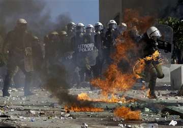 greek protests against austerity turns violent
