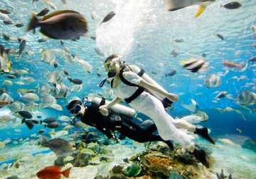 guinness world record a wedding ceremony 130 metres underwater