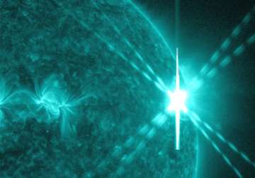 huge solar flare blasts into space