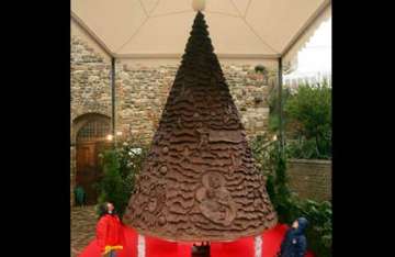 giant chocolate christmas tree created near paris