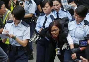 hong kong police arrest protesters in main camp