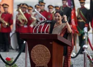 sushma swaraj inaugurates new indian embassy building in kabul