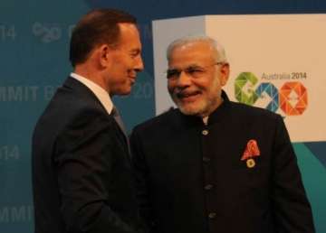 g20 summit australian pm abbott welcomes modi with warm hug
