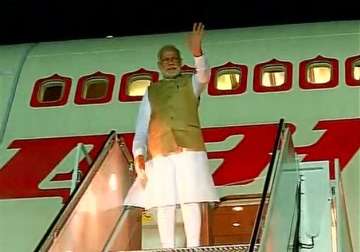 pm modi leaves san jose for new york