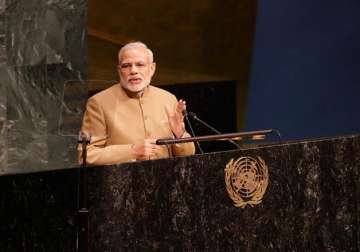 pm modi begins and ends un address with namaste