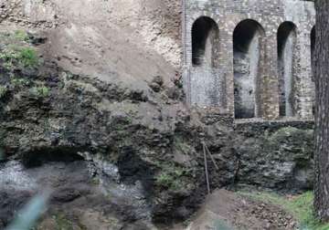 landslide smashes into wall at italy s historic pompeii site