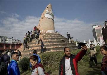 nepaldevastated quake ravaged dharahara tower a site for selfies